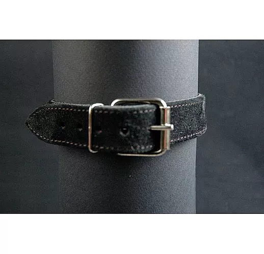 Узкий замшевый ошейник с застежкой-пряжкой и кольцом