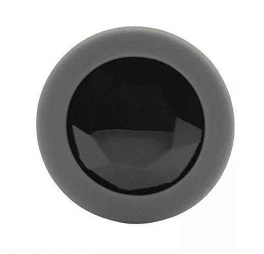 Серая силиконовая анальная пробка Gamma Greay с чёрным кристаллом - 7,2 см. ⌀ 2,8 см.