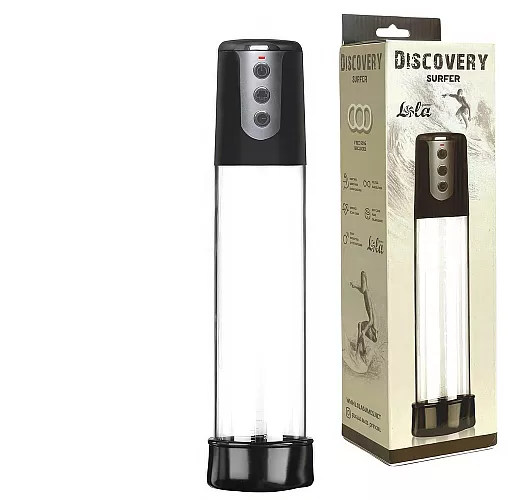 Автоматическая вакуумная помпа Discovery "Surfer" с 3 режимами интенсивности - 29,5 см. ⌀ 6,1 см.