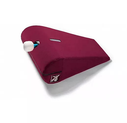 Бордовая малая вельветовая подушка для любви Liberator R-Axis Magic Wand с отверстием под массажёр