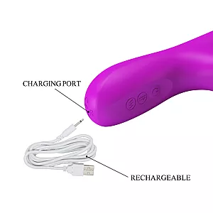 Фрикционный вибратор Baile "Reese" с фрикциями и вращением, 12 режимов вибрации, IPX6, USB - 24 см.