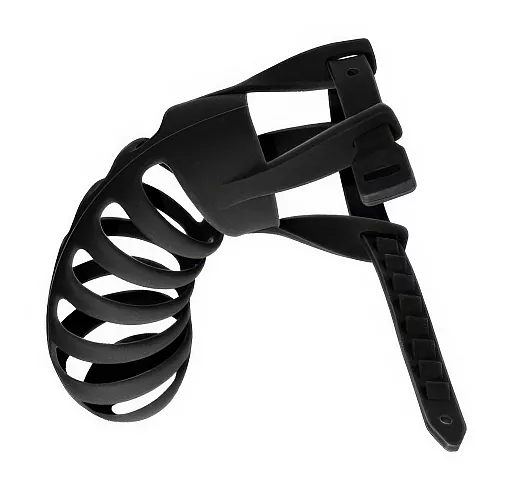 Силиконовый мужской пояс верности Party Hard "Romello Black" с замками «Ziplock» - 12,5 см.