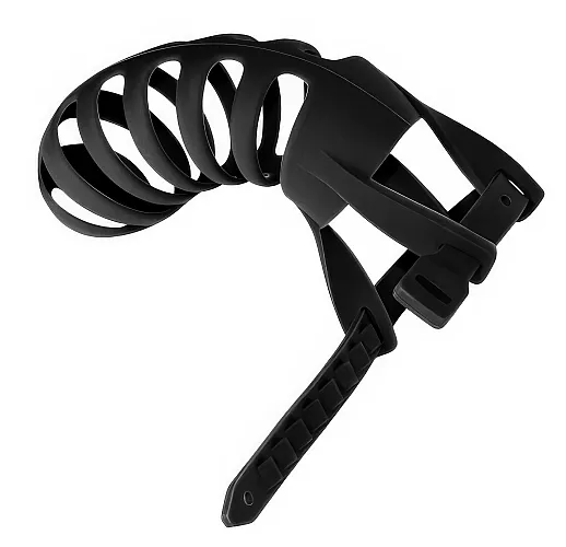 Силиконовый мужской пояс верности Party Hard "Romello Black" с замками «Ziplock» - 12,5 см.