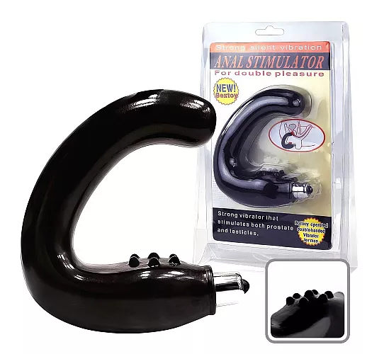 Вибромассажер простаты Baile "Double Strong Silent" с «шипиками» для стимуляции промежности - 14 см.