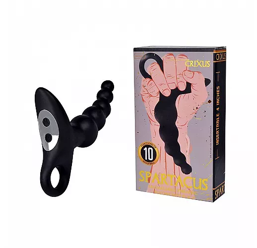 Черный силиконовый массажер простаты ёлочка с колечком-ограничителем