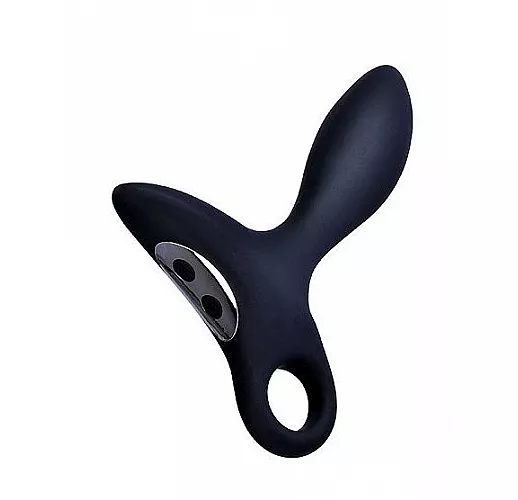 Черный силиконовый массажер простаты Erokay с колечком-ограничителем