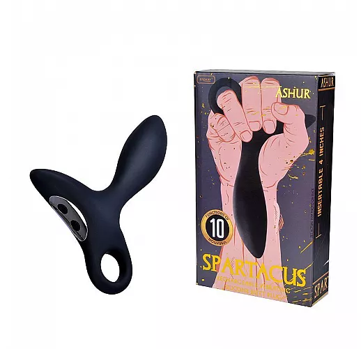 Черный силиконовый массажер простаты Erokay с колечком-ограничителем