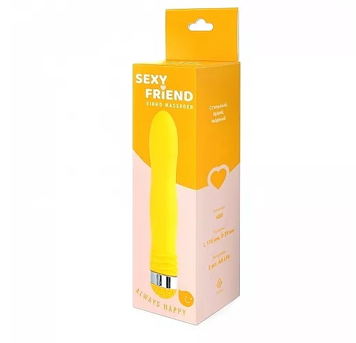 Желтый эргономичный вибратор Sexy Friend с регулировкой интенсивности вибрации - 17,5 см.