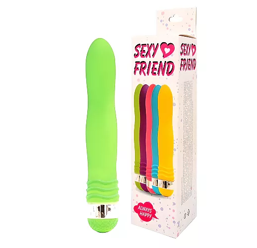 Салатовый эргономичный вибратор Sexy Friend с регулировкой интенсивности вибрации - 17,5 см.