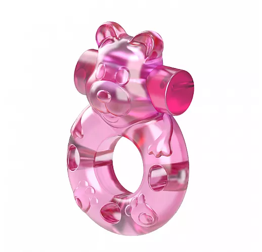 Розовое эрекционное виброкольцо Ring Teddy в виде "медвежонка" c носиком для стимуляции клитора Розовое эрекционное виброкольцо Ring Teddy в виде "медвежонка" c носиком для стимуляции клитора