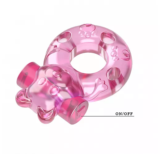 Розовое эрекционное виброкольцо Ring Teddy в виде "медвежонка" c носиком для стимуляции клитора Розовое эрекционное виброкольцо Ring Teddy в виде "медвежонка" c носиком для стимуляции клитора