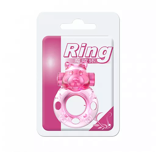 Розовое эрекционное виброкольцо Ring Teddy в виде "медвежонка" c носиком для стимуляции клитора Розовое эрекционное виброкольцо Ring Teddy в виде "медвежонка" c носиком для стимуляции клитора