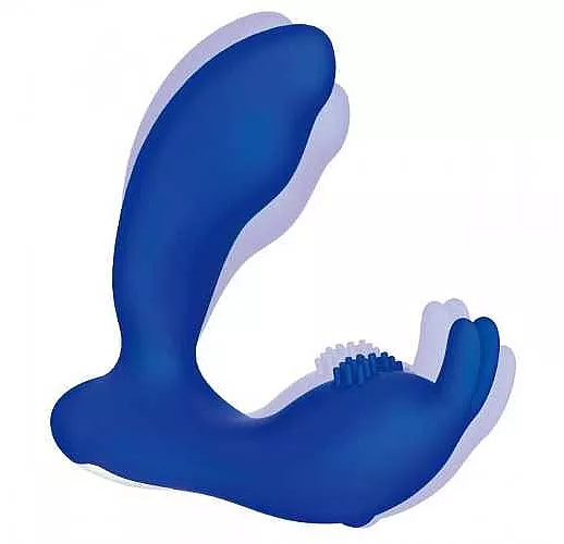 Синий массажёр простаты Prostate Rabbit с вибрацией и пультом ДУ
