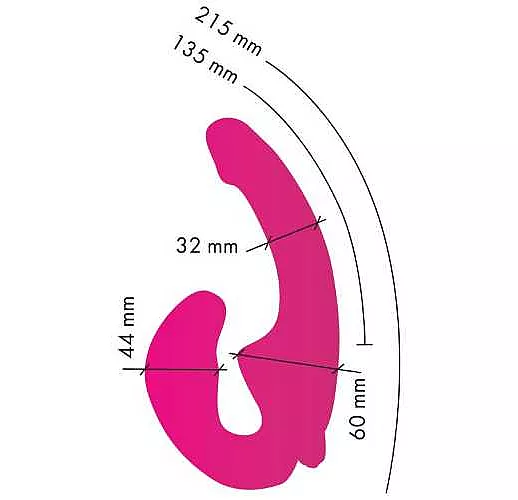 Ярко-розовый анатомический страпон с вибрацией
