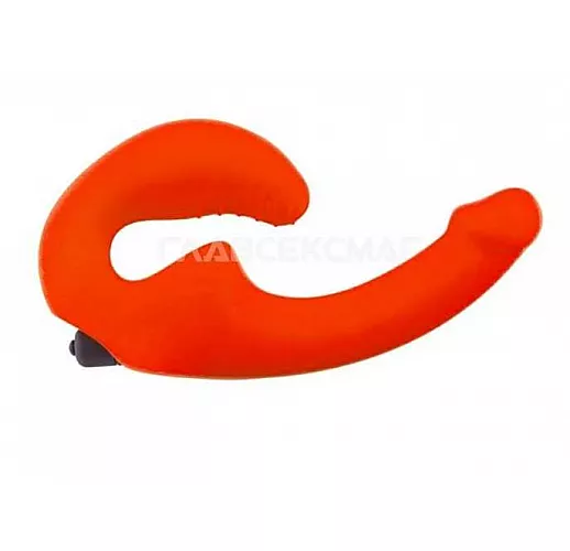 Оранжевый анатомический страпон с вибрацией Оранжевый анатомический страпон с вибрацией