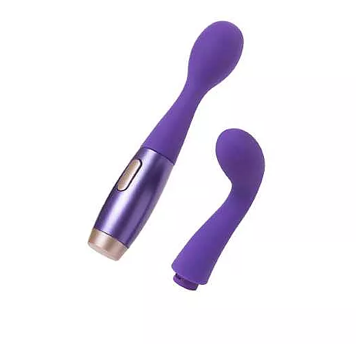 Фиолетовый вибратор Le Stelle PERKS SERIES EX-1 с 2 сменными насадками