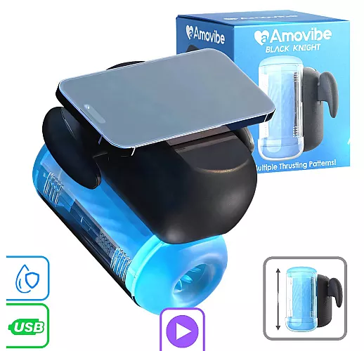 Автоматический робот-мастурбатор Amovibe "Black Knight" c 8 режимами фрикций, IPX6, USB