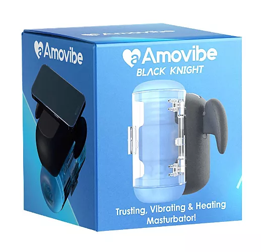 Автоматический робот-мастурбатор Amovibe "Black Knight" c фрикциями, вибрацией, нагревом, IPX6, USB