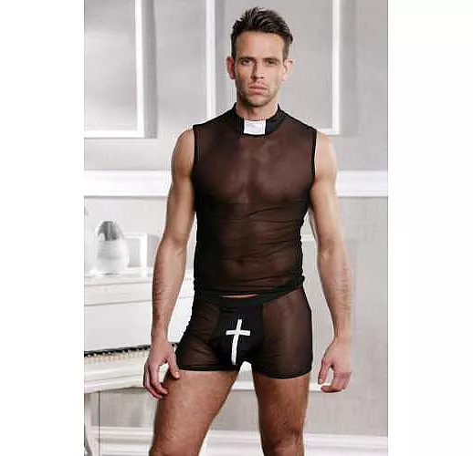 Мужской игровой костюм священника S-M-L черный