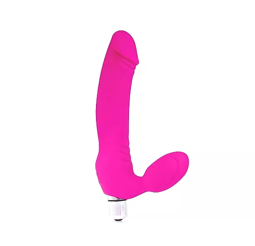 Силиконовый безремневой страпон Cosmo "Lady's Secret" с вибрацией и рельефом - 18 см.