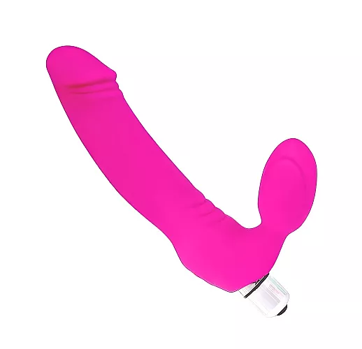 Силиконовый безремневой страпон Cosmo "Lady's Secret" с вибрацией и рельефом - 18 см.