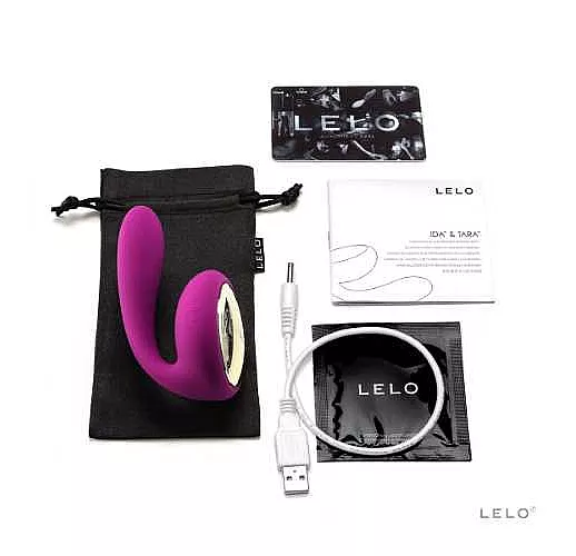 Лиловый вибромассажер для пар Tara Deep Rose