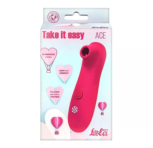 Вакуумно-волновой стимулятор клитора Take It Easy "Ace Wine" c soft-touch покрытием, 10 режимов