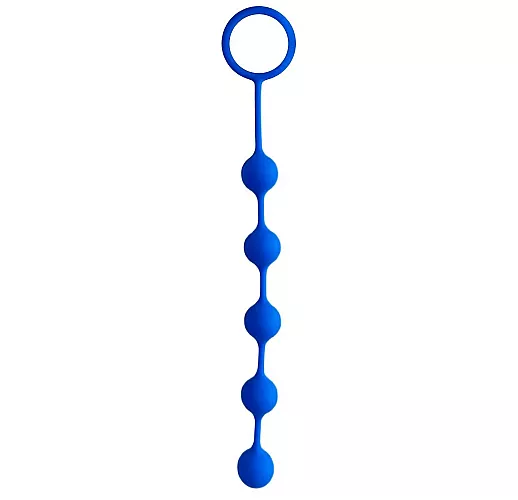 Синяя силиконовая анальная цепочка Sweet Toys с кольцом-ограничителем - 23 см. Синяя силиконовая анальная цепочка Sweet Toys с кольцом-ограничителем - 23 см.