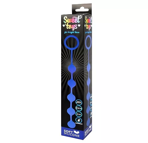 Синяя силиконовая анальная цепочка Sweet Toys с кольцом-ограничителем - 23 см. Синяя силиконовая анальная цепочка Sweet Toys с кольцом-ограничителем - 23 см.