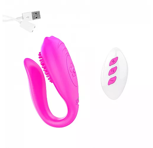 Розовый парный вибромассажер с дистанционным пультом управления