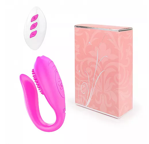 Розовый парный вибромассажер с дистанционным пультом управления