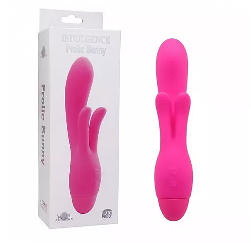 Розовый вибратор INDULGENCE Frolic Bunny - 18,5 см.
