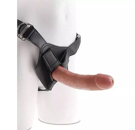 Кофейный страпон на трусиках Strap-on Harness Cock - 20,3 см.