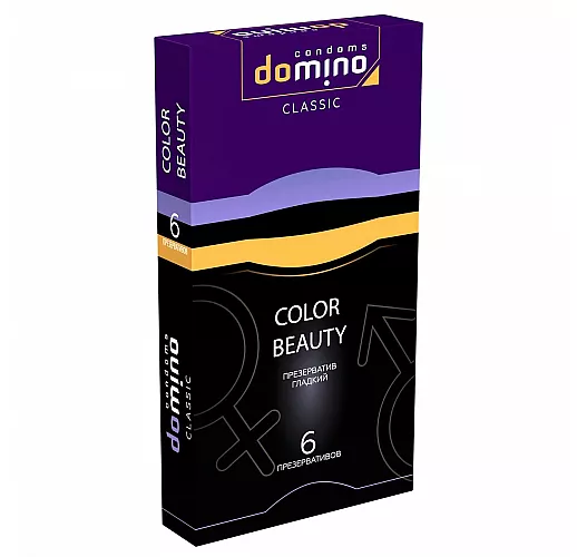Цветные презервативы Domino Classic "Colour Beauty" - фиолетовых, черных и золотистых цветов - 6 шт.