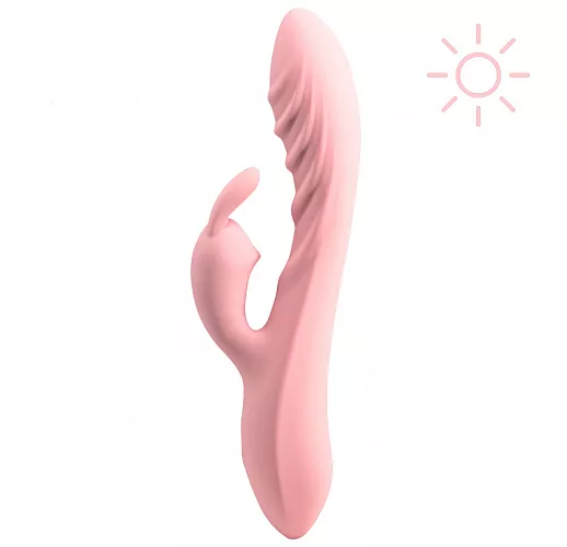Розовый вибратор-кролик Sunset "Thai" 10 режимов вибрации, Х2 стимуляция, IPX7, USB - 20,6 см.