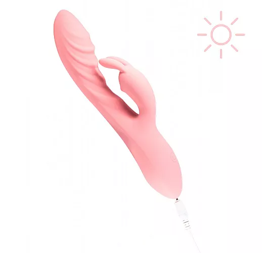 Розовый вибратор-кролик Sunset "Thai" 10 режимов вибрации, Х2 стимуляция, IPX7, USB - 20,6 см.