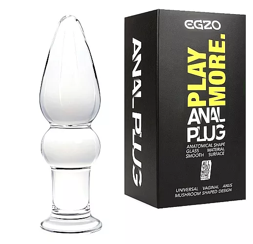Стеклянный анальный плаг Egzo "Glass Anal Plug" с возможностью нагрева или охлаждения - 11 см.