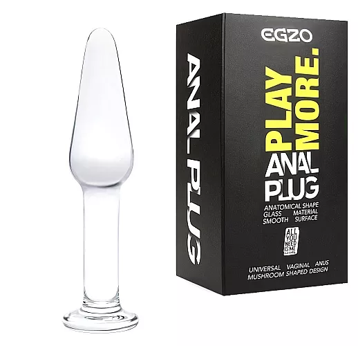 Стеклянный анальный плаг Egzo "Glass Anal Plug" с возможностью нагрева или охлаждения - 11,5 см.