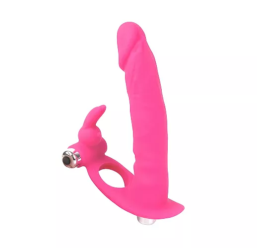 Силиконовый страпон Sweet Toys Pink для двойного проникновения, с 2 вибропулями - 15 см. Силиконовый страпон Sweet Toys Pink для двойного проникновения, с 2 вибропулями - 15 см.