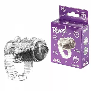 Прозрачная вибро-насадка на язык Rings Teaser для умопомрачительных оральных ласк - 3,5 см.