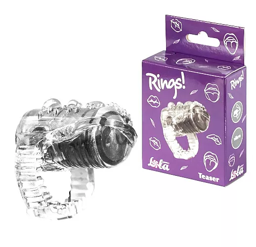 Прозрачная вибро-насадка на язык Rings Teaser для умопомрачительных оральных ласк - 3,5 см.