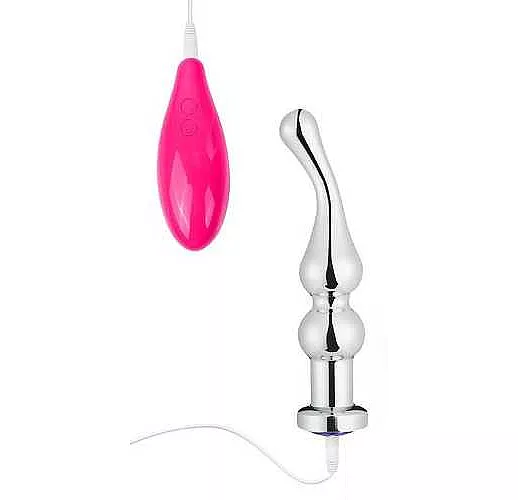 Серебристый анальный вибромассажер с 7 режимами - 15 см.