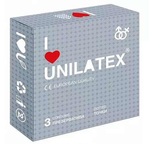 Презервативы с точками Unilatex Dotted - 3 шт. Презервативы с точками Unilatex Dotted - 3 шт.