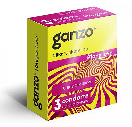 Презервативы с анестетиком для продления удовольствия Ganzo Long Love - 3 шт.