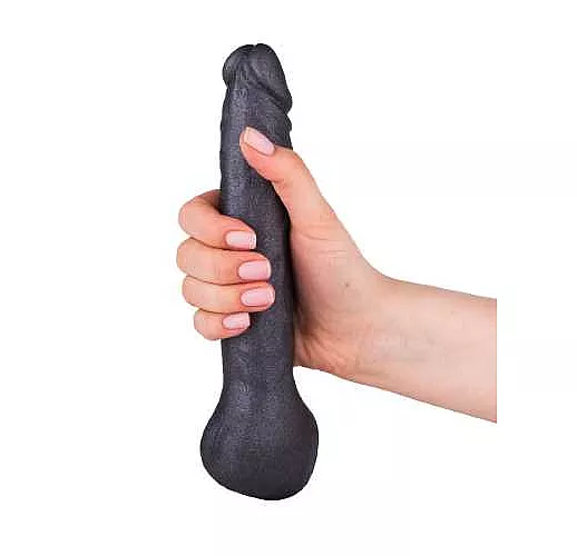 Чёрная фаллическая насадка BLACK BENT 3 - 22 см.