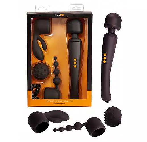 Жезловый вибратор с насадками Supercharged Wand Set Жезловый вибратор с насадками Supercharged Wand Set