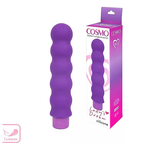 Фиолетовый силиконовый вибратор-елочка Cosmo с регулировкой интенсивности вибрации - 15 см.
