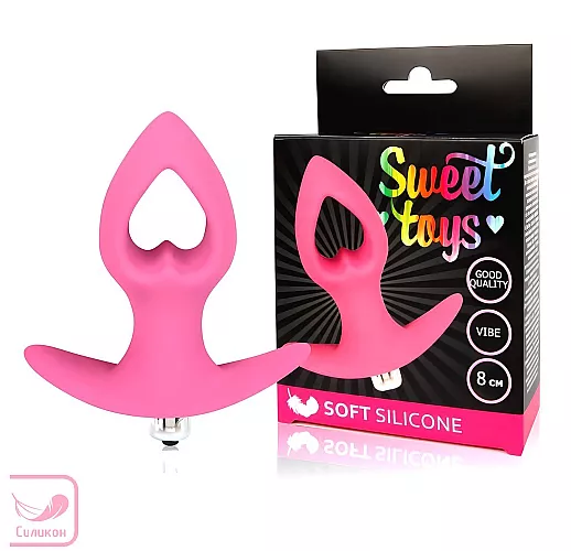 Розовая анальная вибровтулка-сердечко Sweet Toys Silicone из силикона с ограничителем - 8 см. Розовая анальная вибровтулка-сердечко Sweet Toys Silicone из силикона с ограничителем - 8 см.
