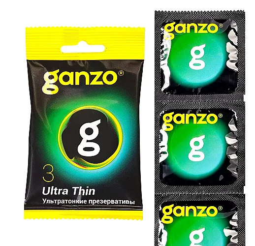 Ультратонкие презервативы Ganzo "Ultra Thin" Black Edition с обильной силиконовой смазкой - 3 шт.