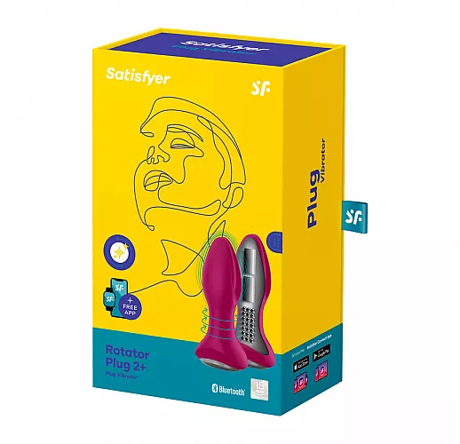 Анальный вибратор Satisfyer "Rotator Plug 2+" с вращением бусин, IPX7, USB, Bluetooth/App  - 12,8 см